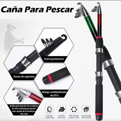 Juego Caña De Pescar Telescópicas Con Carrete Señuelos 2pcs