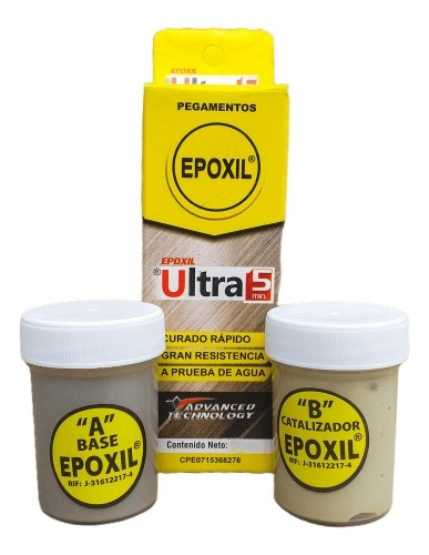 Pega Epoxil Ultra 5 Minutos 40grs Soporta 2000 Libras