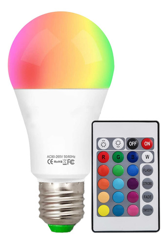 Genérica JTLAMP096 Lamparita Rgb Con Control Remoto E27 7w