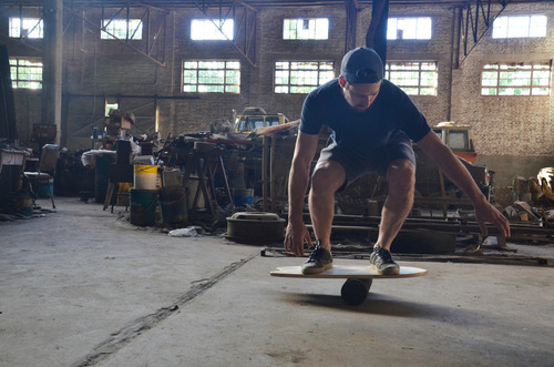 Balance Board Tabla De Equilibrio + Rodillo Macizo De Caucho Madera