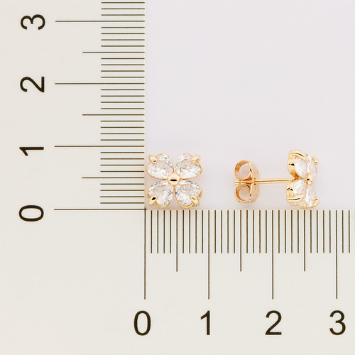 Brinco Flor Rommanel Com Zircônia Banhado A Ouro - 527193