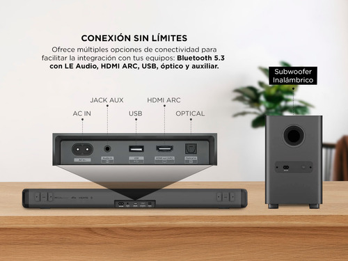 Barra De Sonido Philips Tab530977 Con Subwoofer Inalámbrico