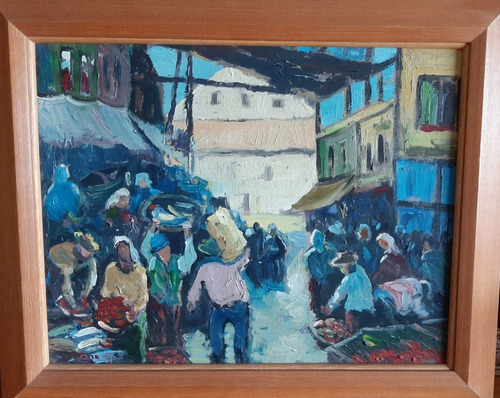 Cuadro Al Óleo  Un Mercado ,  Pintor  Sergio Parra