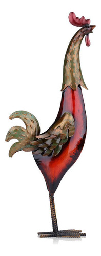 Escultura De Metal, Gallo De Hierro Tallado, Obra De Arte Pa