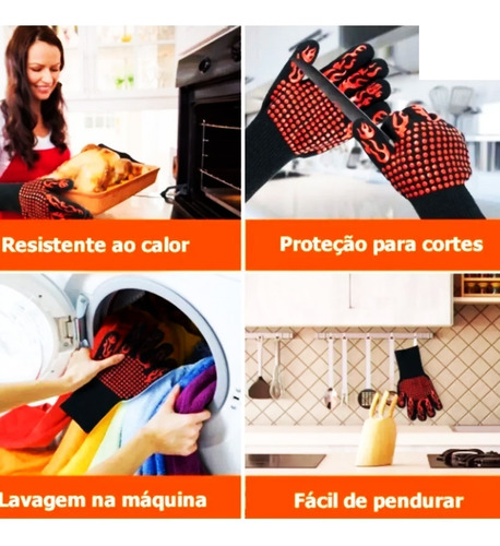 Par Super Luva Térmica Forno Churrasqueiro Térmica Resistent