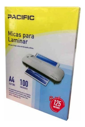 100 Laminas Micas Termolaminadora A4 125 Micrones - Ps