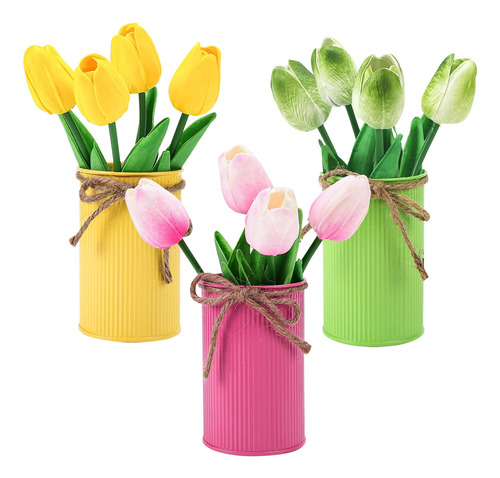 Omldggr Tulipane Artificial Para Decoracion Pascua Maceta 3