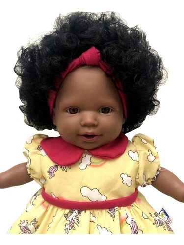 Boneca Bebê Tayla Negra Cabelo Black Power Afro - Acompanha Acessórios Mamadeira Mágica Certidão De Nascimento E Sapatinhos - Cotiplás Brinquedos