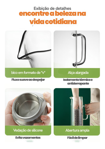 Jarra De Vidro Borossilicato Com Tampa De Inox 1.650ml