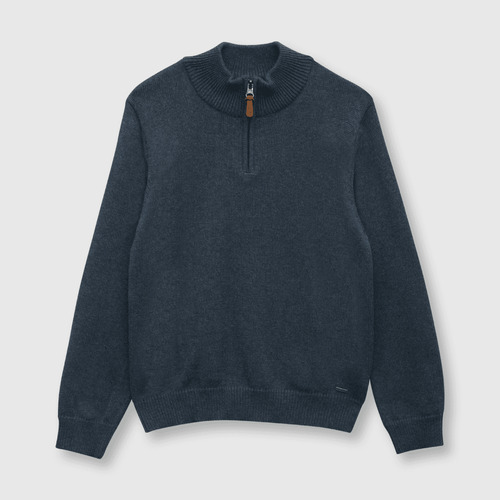 Sweater De Niño Clasico Medio Cierre Azul Colloky