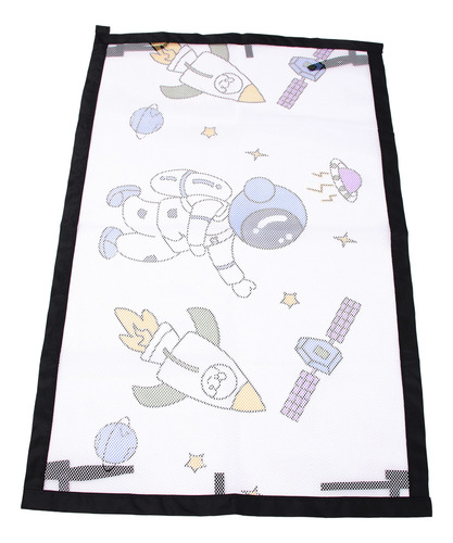 Baby Gate For Stairs Mesh Dog Indoor Screen Spaceman Pattern