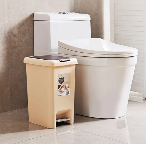 Basurero Papelera Plástica Con Tapa Y Pedal 15 Litros #t
