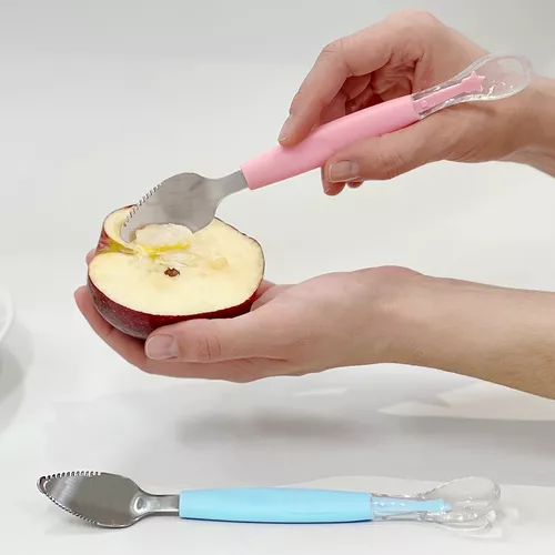 Colher De Silicone Bebe Alimentação Raspar Frutas Criança