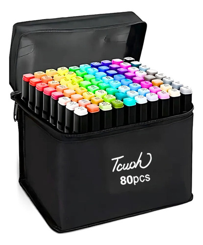 Estojo 80 Canetas Touch Coloridas Marcadores Ponta Dupla
