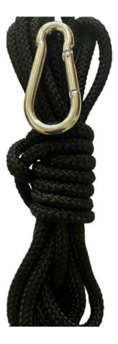 Corda Preta Pendurar Balanço 6 M (10 Mm) Com Mosquetão Forte