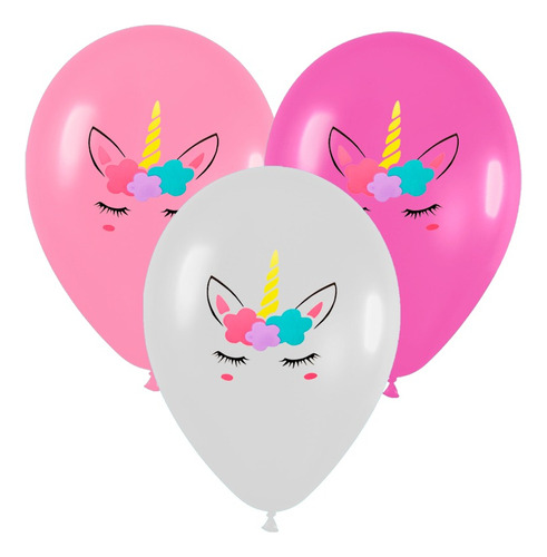 25 Globos Modelo Unicornio 12 Pulgadas Excelente Calidad