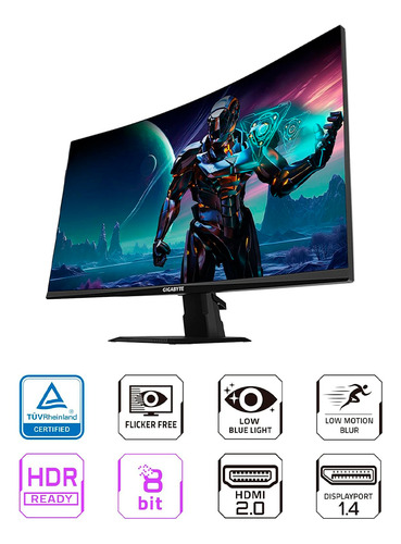 Monitor Gigabyte Gamer Gs27fc 27 Fhd 180hz 1ms Curvo Black Black