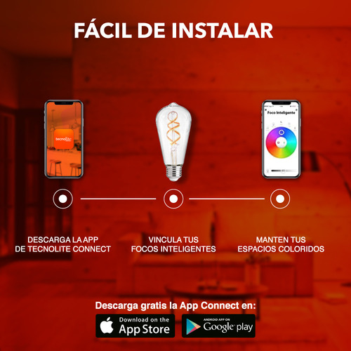 Foco Vintage Led Inteligente Tecnolite 4.5w Rgb Atenuable