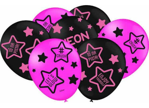 Balão Bexiga Neon Rosa Festa Infantil 9