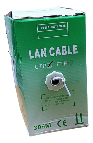 Cable Utp 100% Cobre Categoría 6 305 Metros 23 Agw Con Pvc