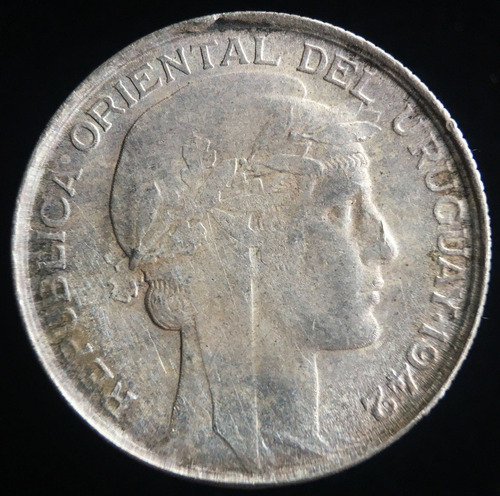 Uruguay, 20 Centesimos, 1942. Plata. Xf