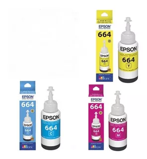 3x Tinta Original Epson L606 L656 L1455 T664 M105 M205