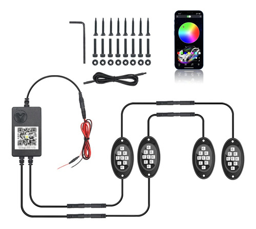 Foco Led Rgb Con Bluetooth Y Control Por App, 4 Piezas