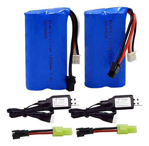 2 Pack H101 7.4v 2s 15c 1500mah Batería Enchufe Sm 2p ...