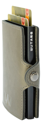 Billetera Wutarg Cuero Un Slider Sin Género 10x6 Cm Gris Liso