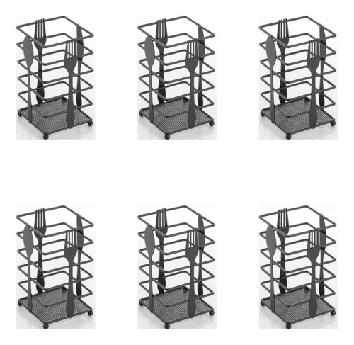 Pack 6 Porta Cubiertos Metal Soporte Organizador Utensilios 