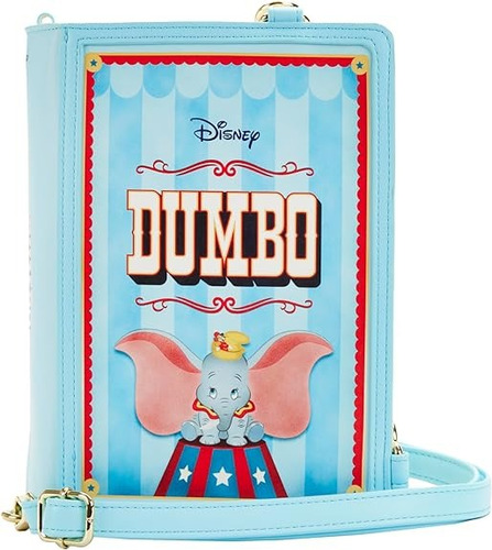 Loungefly Disney Dumbo Book Series Bandolera Convertible Acabado De Los Herrajes Piel Color Azul Correa De Hombro Azul Diseño De La Tela Lisa