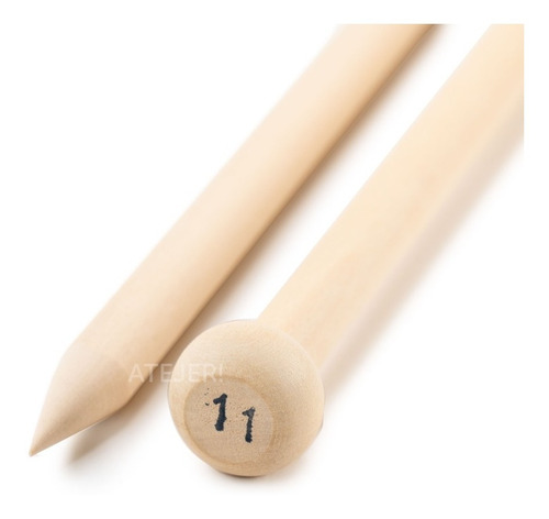 Imagen 3 de 4 de Par 2 Agujas Tejer De Madera Tricot N° 11mm X Par