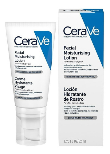 Imagen 1 de 10 de Loción Hidratante de Rostro CeraVe noche para piel normal a seca de 52mL