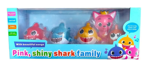 Juguete Set De 5 Tiburones Familia Shark Con Sonido 