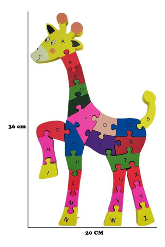 Quebra-cabeça Didático Girafa - C/ Alfabeto E Números Até 26