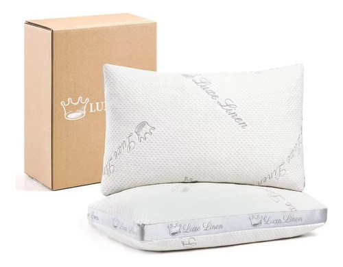 Almohadas De Lino De Lujo Tamaño Queen Juego De 2, Almohadas