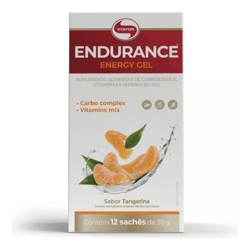 Endurance Gel Energy Carbo Complex Vitamins Mix Com 12 Sachês De 30gsabor Tangerina Vitafor