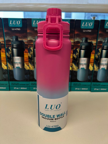 Botella Térmica Acero Inoxidable Frío/calor Grabado Laser Rosa Chicle