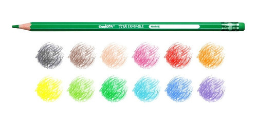 Imagen 2 de 4 de Lapices Color Carioca Tita Erasable X 12 Designed In Italy