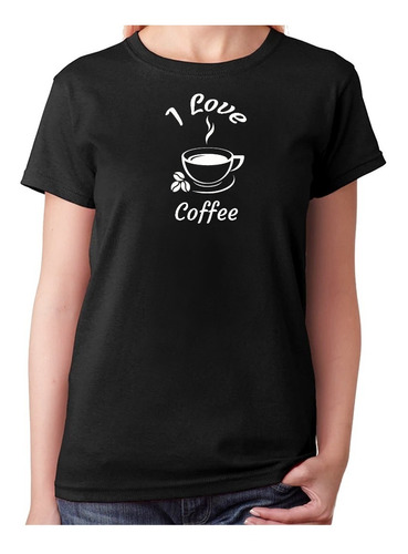 Polera Estampada Diseño I Love Coffee