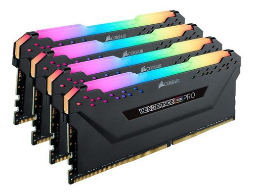 Memoria RAM Vengeance RGB Pro gamer color negro 32GB 4 Corsair CMW32GX4M4C3600C18