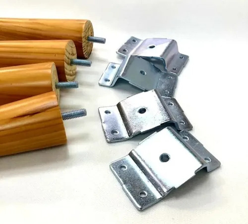 Kit 4 Pés Palito Retro 25cm Com Chapas De Fixação Em Grau