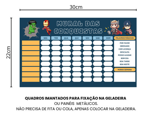 Quadro De Rotina E Tarefas Diária Infantil Incentivo Heróis