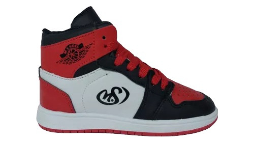 Imagen 1 de 8 de Tenis Para Niño Bota Negro/blanco/rojo M.s. Hoes +original +