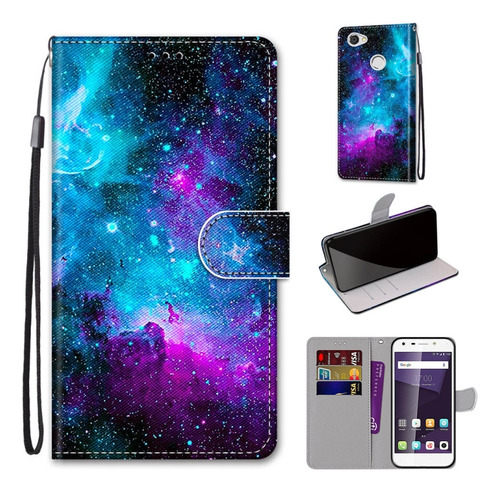 Funda Con Textura De Cielo Estrellado Y Verde Morado Para Zt