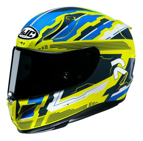 Capacete Moto Hjc Rpha 11 Stobon Amarelo Fluor E Azul +boné Cor Amarelo e Azul Tamanho do capacete 56