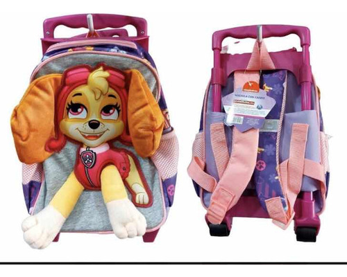 Mochila Infantil 3d Paw Patrol +carro/ruedas 30x25x15 Cm