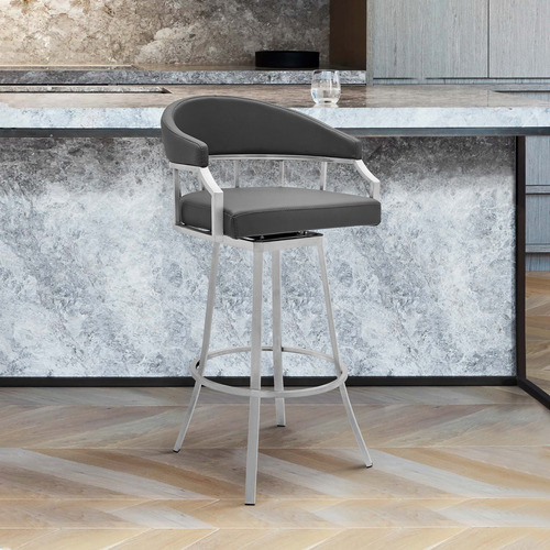 Silla De Bar Palmdale De 30  Giratoria Color Gris Barstool