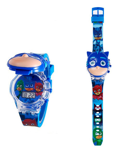 Reloj Niños Digital Luces Sonido Tapa Pj Masks Connor