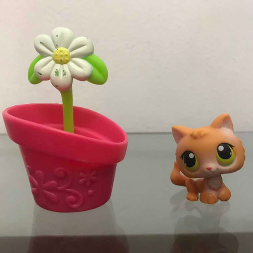 Littlest Pet Shop Gato Laranja Vaso De Flor Geração 1 #86 (Usado)